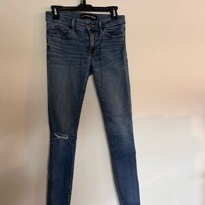 Express Legging Mid Rise Blue Denim Women's Jeans Sz 6 distressed